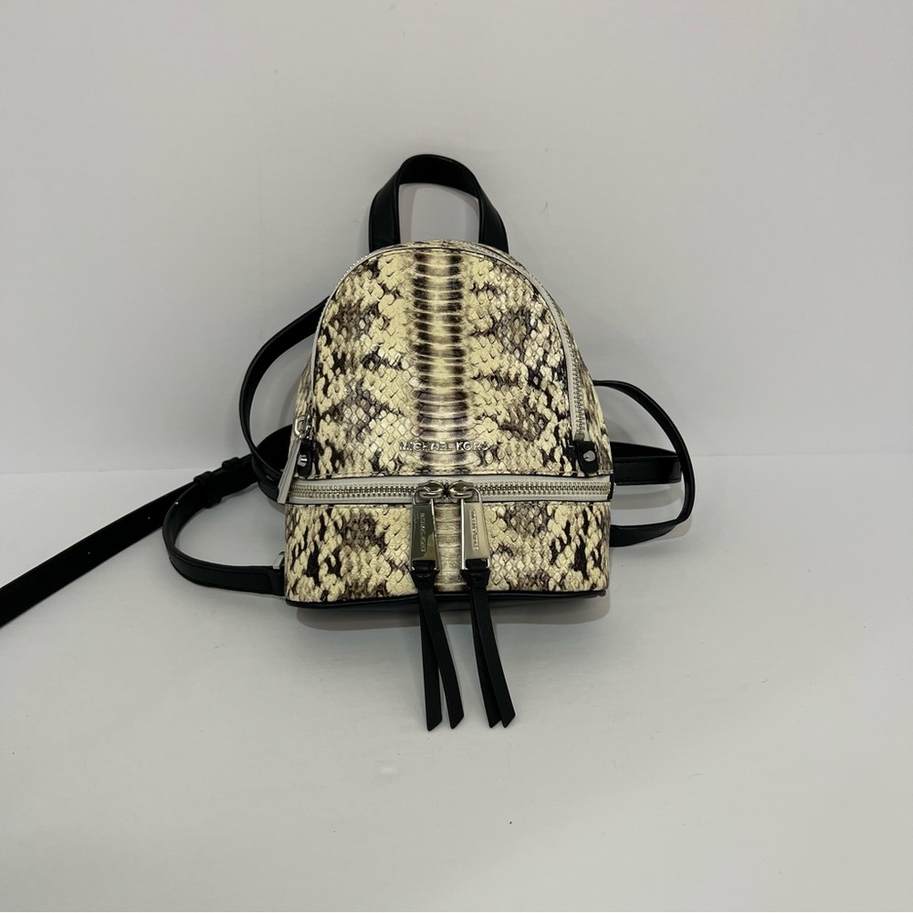 Michael‎ Kors Rhea Mini Snake-Embossed Leather Backpack - Picture 3 of 10